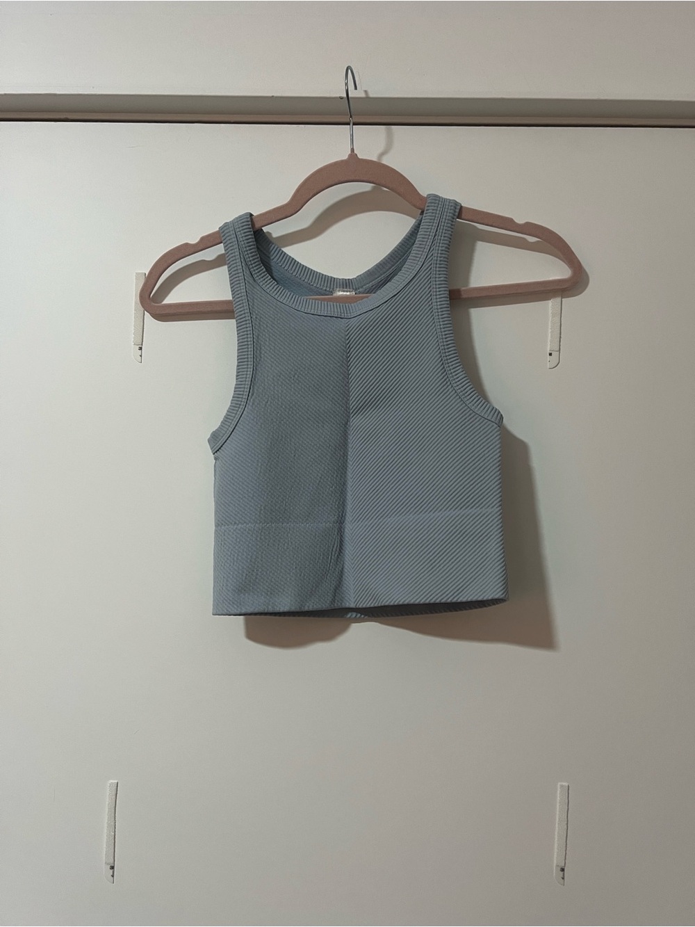 NIKIBIKI Blue Gray Chevron Ribbed Crop Tank Top | One Size